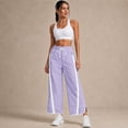 thumbnail image 4 of Carlikeit Women's Wide Leg Track Pants 2026 Lightweight Baggy Y2K Pants with Contrast Stripes Drawstring Elastic Waist Casual Parachute Trousers, 4 of 7