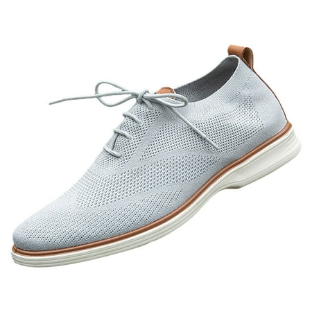 ZEMIKANIOR Mens Casual Dress Shoes Leisure Men Four Seasons Mesh Non Slip Flat Round Toe Breathable Lace Up Lazy Leisure Shoes Casual Shoes for Men