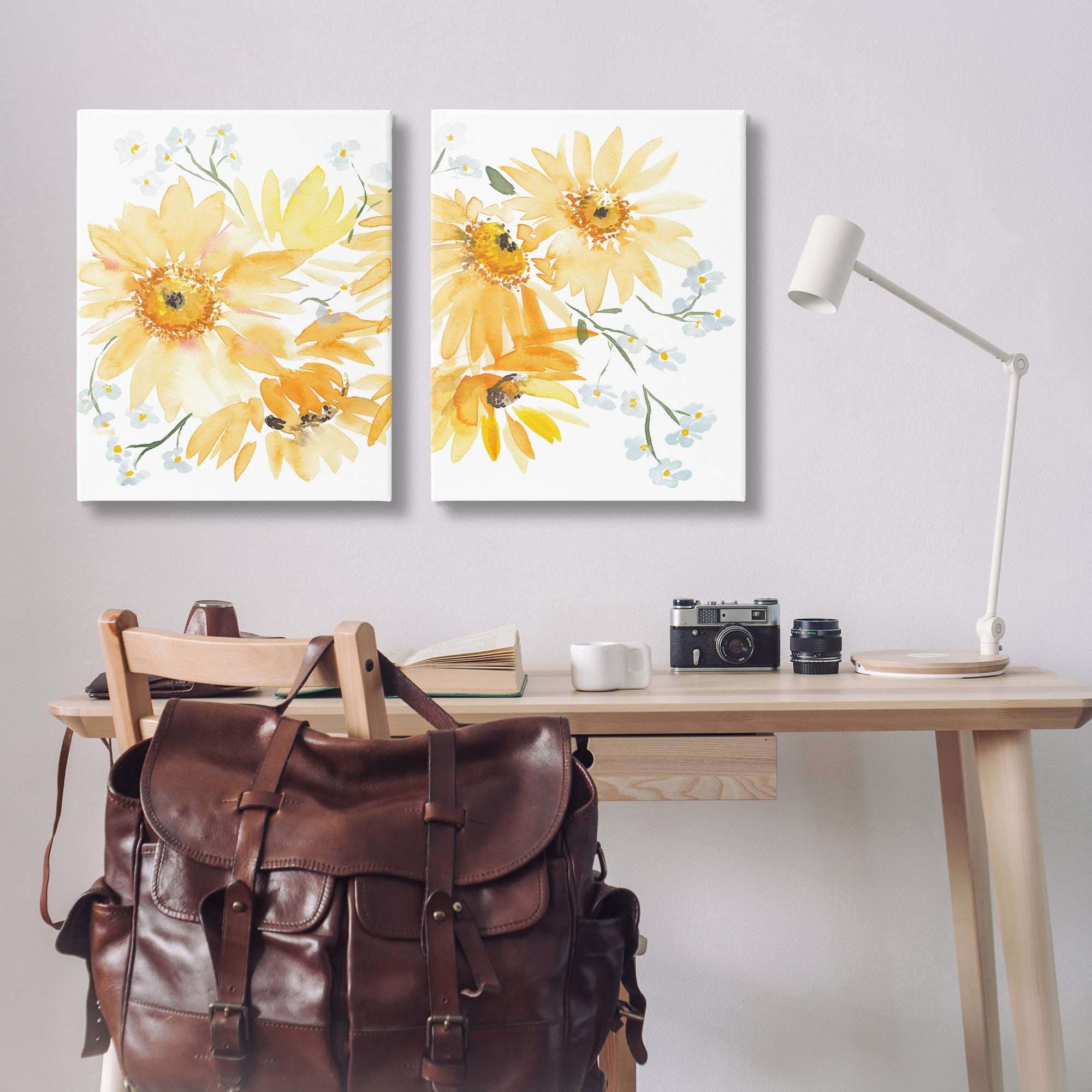 Stupell Industries Watercolor Black Eyed Susans Plants & Flowers Painting Wrapped Canvas Art Print Wall Art, 24 x 30, Set of 2