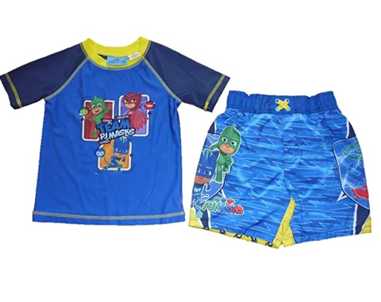 Dreamwave Toddler PJ Masks Swim Trunks & Rash Guard Shirt Set UPF 50