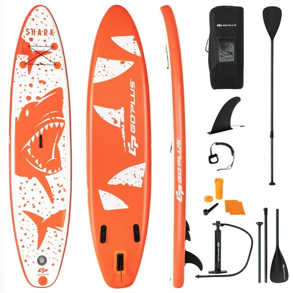Goplus 11' Inflatable Stand Up Paddle Board with Backpack Aluminum Paddle Pump