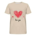 thumbnail image 3 of Jinhomg Mens Casual Tee Shirts Trendy Valentine's Day Heart Graphic T-Shirts Big and Tall Comfy Short Sleeve Crew Neck Holiday Tops Dating Wear Beige XXXL, 3 of 4