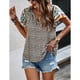 thumbnail image 5 of Mujeres tie V Masajeadores de cuello manga corta blusa floral impresión suelta elegante casual camiseta, 5 of 6