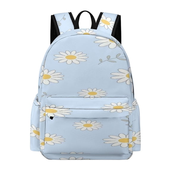 GXFC Simple Blue Daisy Pattern Printed Oxford Backpack,  Large Capacity Laptop Backpack, Water Resistant, Travel Daypack for College Work Commuting Adults,
