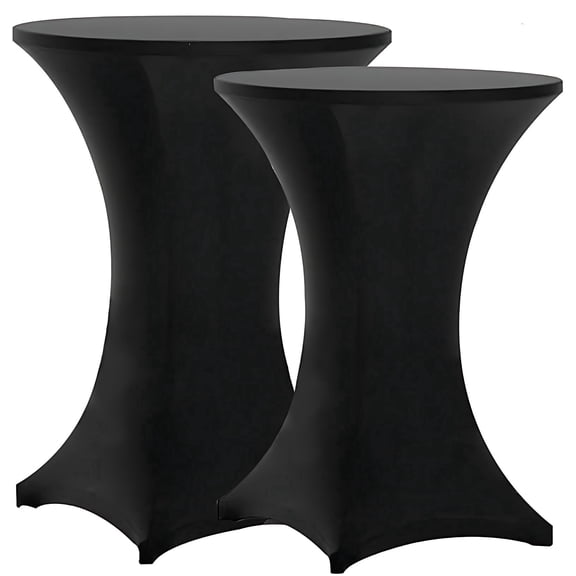 Tina 2 Pack 32x43 Inch Highboy Spandex Cocktail Table Covers Black, Cocktail Table Spandex Covers, Fitted Stretch Cocktail Tablecloth for Round Tables (2PC 32x43 Black)