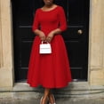 thumbnail image 3 of AURA Plus Size Summer Solid Color A Line Swing Dress Elegant High Waist Midi Evening Dress XL XXXL, 3 of 10