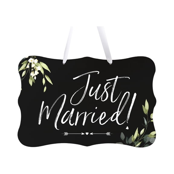 LifeSong Milestones Wedding Wall Hanging Signs For Ceremony And Reception For Couples - Just Married (Leaves)