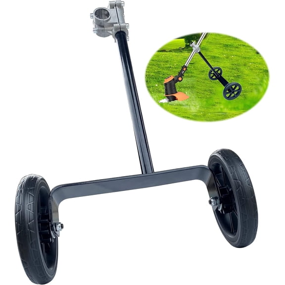 19.48" Adjustable Height String Trimmer Support Wheel with 26mm Handle Clamp, 6" Wheels Walk Behind String Trimmer Auxiliary Attachment for Easy Push Weed Trimmer Grass Cutter