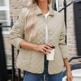 thumbnail image 6 of Women's Winter Quilted Jacket Lightweight Long Sleeve Button Down Diamond Puffer Outerwear Coat with Pockets, 6 of 6