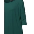 thumbnail image 5 of A2Y Women's Oversized Crew Neck 3/4 Sleeve Side Pockets Drop Shoulder Boxy Top Huntergreen M, 5 of 6