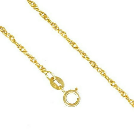 10K Yellow Gold Men Women's 1.5MM Singapore Necklace Spring Clasp, 16-24 Inches (22)
