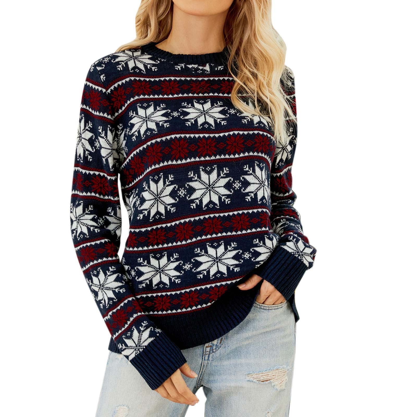 mveomtd Autumn Winter Round Neck Sweater Women'S Long Sleeve Small