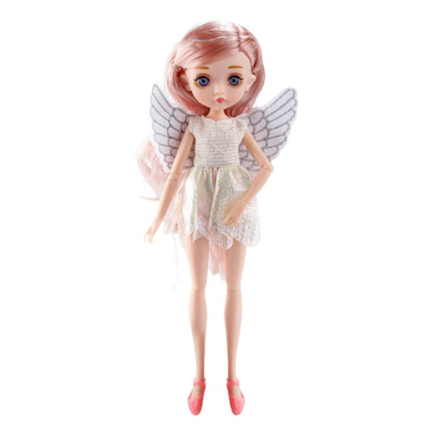 Muñeca de 8" con ropa, zapatos, maquillaje y articulación esférica flexible. Blanco