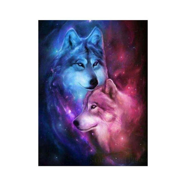 5D Diy Lovers Wolf Rhinestone Stitch DIY Crystal Diamond Painting Crystal Embroidery Animal Picture Home Decorative Resin Cross Stitch