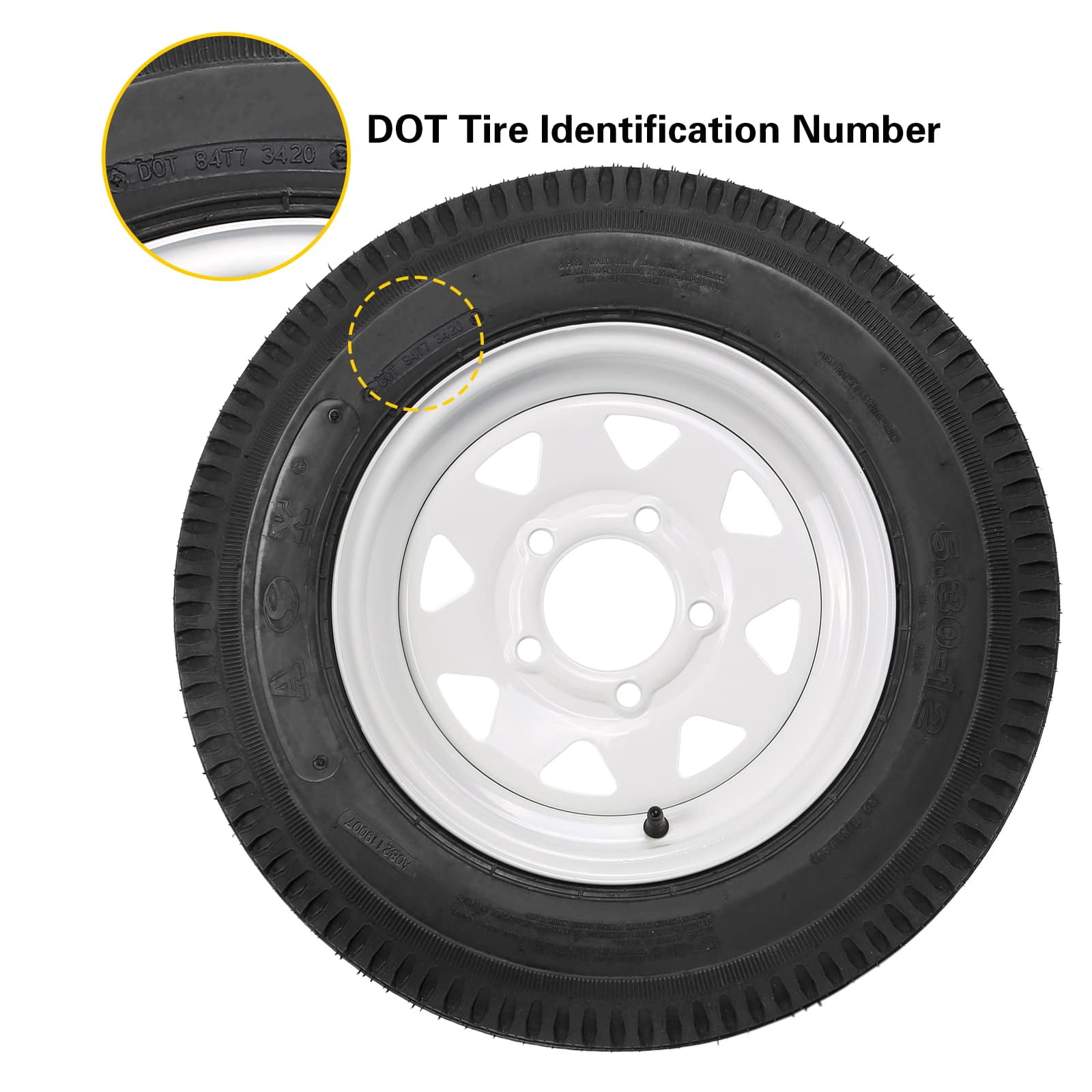 Weize 2PK 5.30-12 Bias Trailer Tire with 12" Wheel - 5 on 4-1/2" - Load Range C