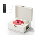 thumbnail image 1 of Reproductor de CD Recargable de Cuero con Altavoces y Transmisor Bluetooth en Color Blanco para Decoración del Hogar y Regalos Festivos, 1 of 7
