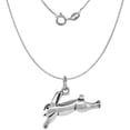 thumbnail image 3 of 1 inch Sterling Silver Running Rabbit Necklace Diamond-Cut Oxidized finish 18 inch BX_15, 3 of 4