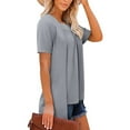 thumbnail image 4 of Womens Fake Two-Piece Shirts Cute Summer Lightweight Tunic Flowy Tops Short Sleeve Pleated Blouse Dressy Casual, 4 of 7