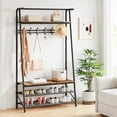 thumbnail image 2 of QinaQin Coat Rack, Shoe Bench, Multi-Functional Hallway Storage Rack with Metal Frame, Four-In-One Wood Grain Decorative Furniture, Suitable for Bathrooms and Hallways, 2 of 8