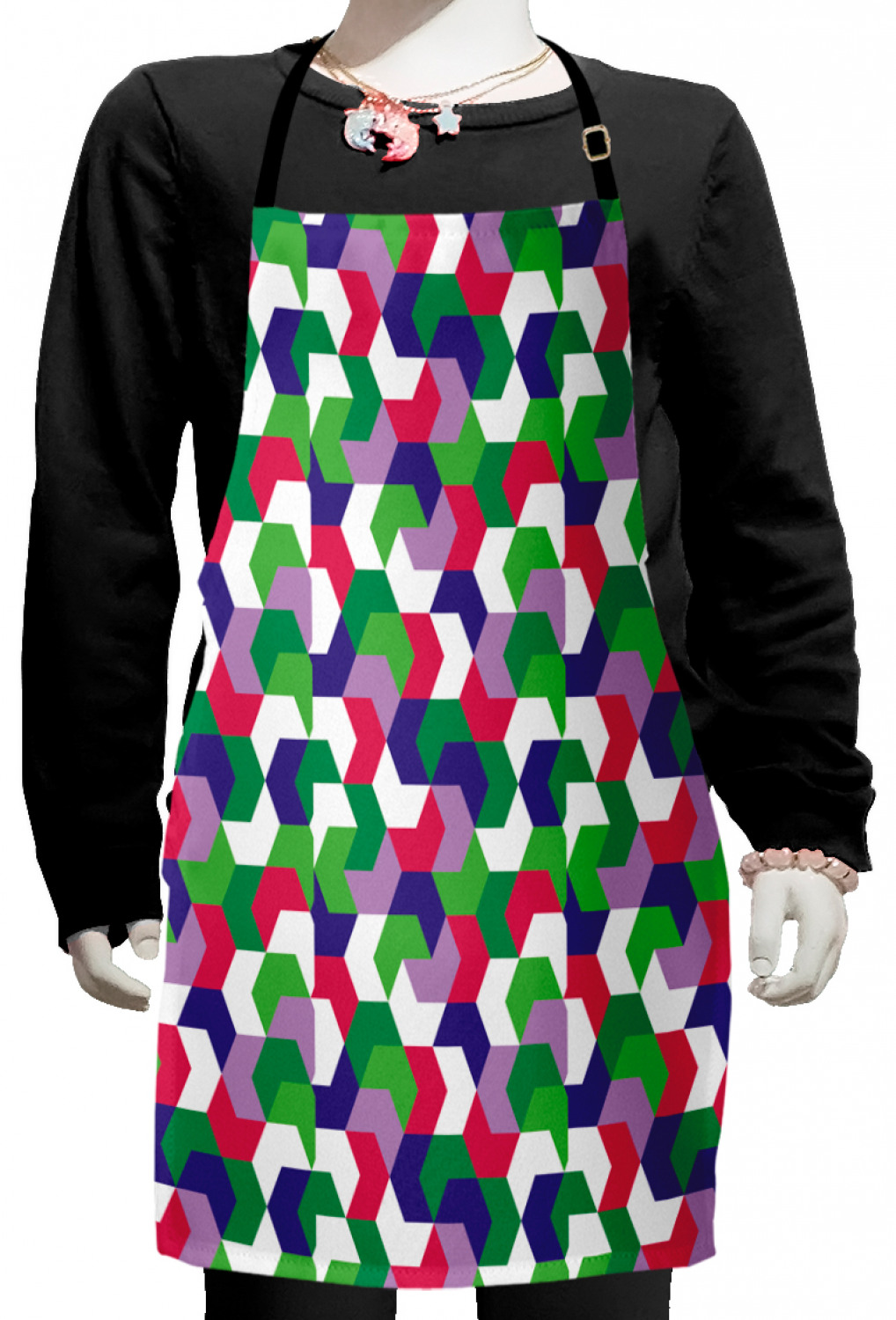 Abstract Kids Apron, Modern Geometric Forms Interlocking Hexagonal ...