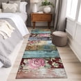 thumbnail image 4 of 2'x6' Rug Runners for Hallways Kitchen, Vintage Flower Non Slip Entryway Beside Floor Carpet Runner, Retro Botanical Floral Wooden Washable Laundry Room Bedroom Throw Rugs Mat for Family Pet, 4 of 8
