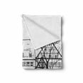thumbnail image 2 of Cityscape Soft Flannel Fleece Throw Blanket, Autumn Season Cityscape European Town Street Hand Drawn Effect Illustration, Cozy Plush for Indoor and Outdoor Use, 70" x 90", Black White, by Ambesonne, 2 of 6