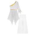 thumbnail image 4 of TTAO Robe de Danse à Manches Évasées avec Paillettes pour Femmes, Pantalon Grand, Blanc m, 4 of 5