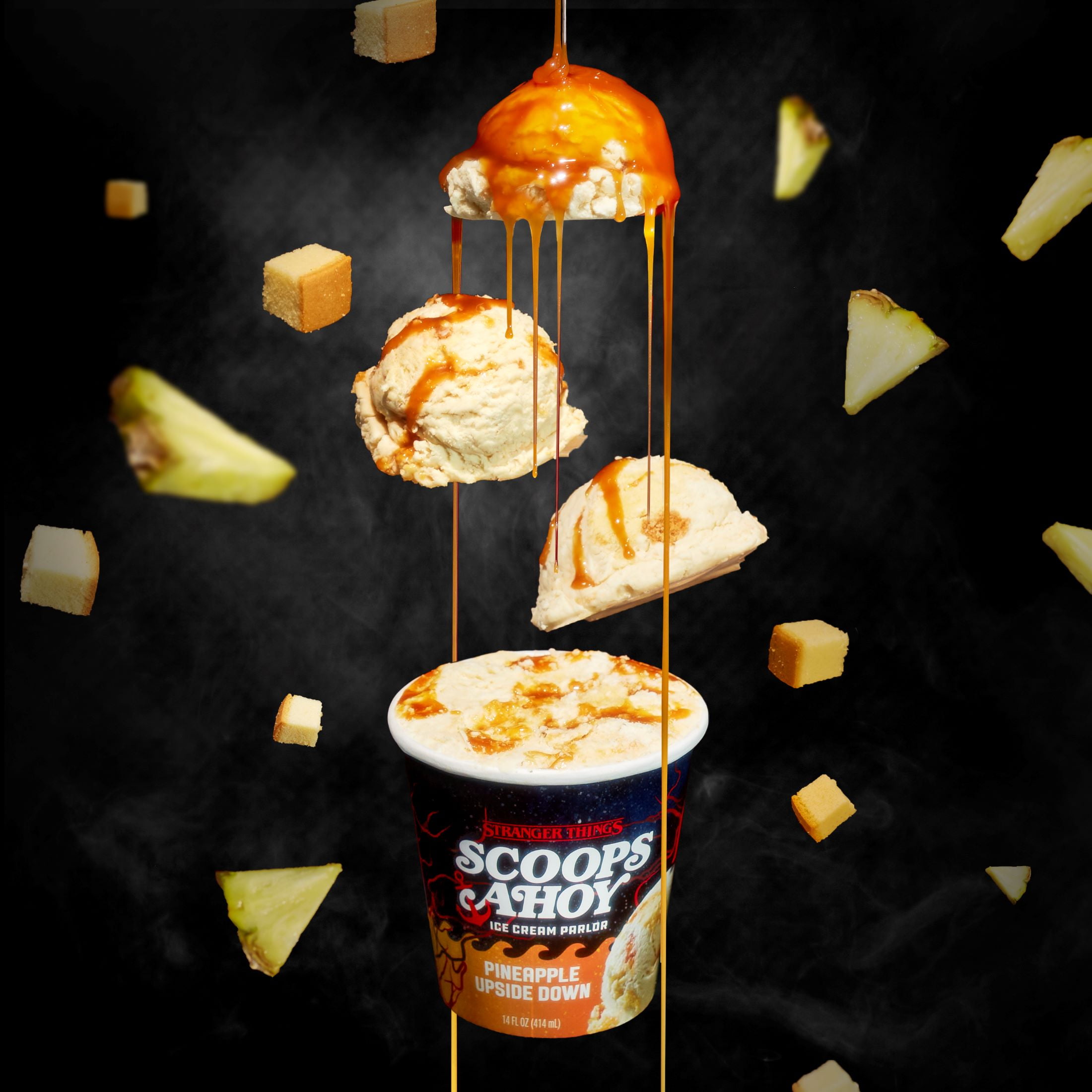 Scoops Ahoy Pineapple Upside Down Ice Cream, 14 fl oz Stranger Things Netflix