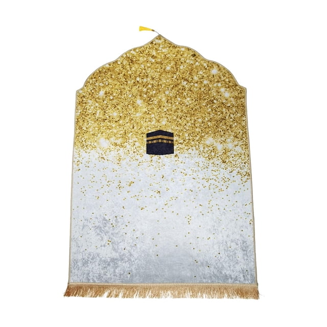 yuksok Muslim Prayer Rug Polyester Velvet Prayer Rug for Eid Meditation Bedside aureate aureate 80x120cm