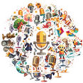 thumbnail image 2 of cartoon Microphone Theme Stickers, Waterproof Microphone Theme Sticker for Water Bottle Laptop Phone Cases Planner Skateboard Luggage Helmet Party Favor Decor, Ideal for Adults Teens Teacher Rewards, 2 of 8