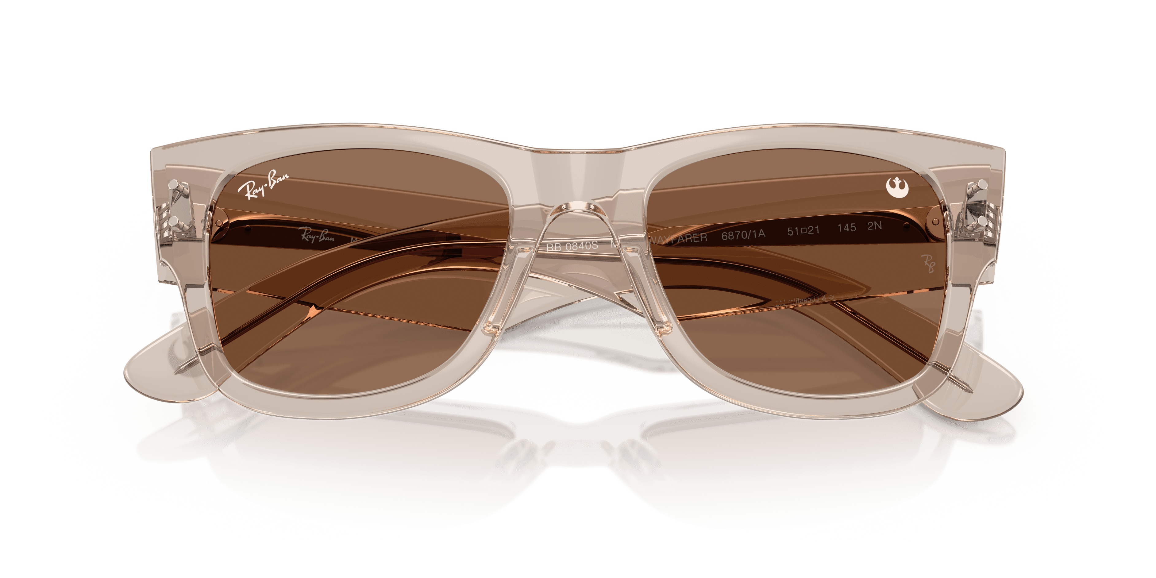 Ray-Ban Star Wars The Rebel Alliance Mega Wayfarer Sunglasses, Transparent Light Brown/Dark Brown, Size 51