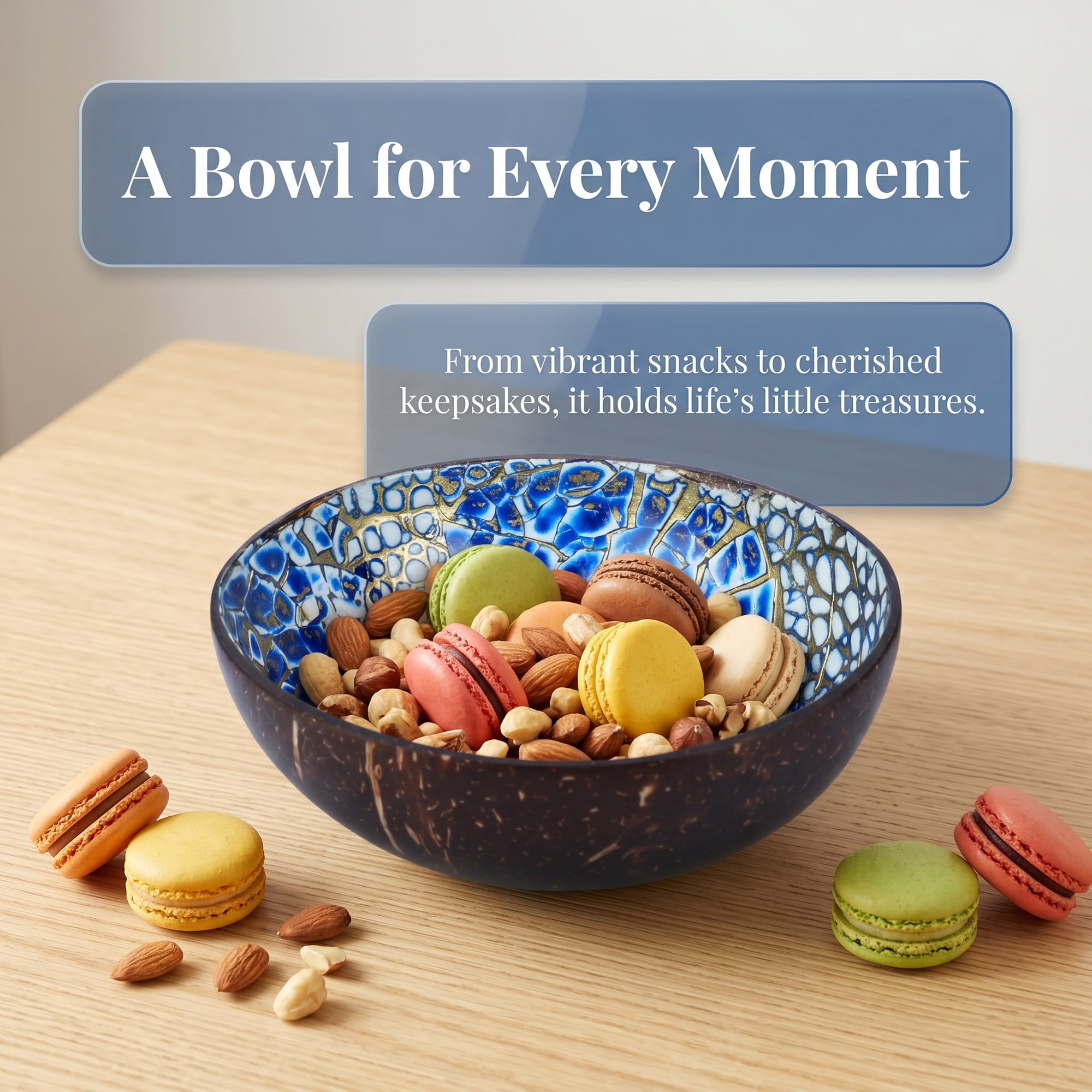 Unique Bargains Handmade Coconut Shell Bowl Catchall Tray Yellow 5.9"L x 5.9"W x 2.8"H