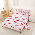 thumbnail image 2 of Erosebridal Pink Bowknot Bed Sheets For Girls,Red Kawaii Cherries King Sheets For Kids 4-Piece, 2 of 6
