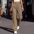 thumbnail image 2 of UAMVSH Wide Leg Cargo Pants for Women Lightweight Fall Outdoor Athletic Pants with Pockets High Waist Hiking Workout Pants(X-Large,Khaki 1), 2 of 7