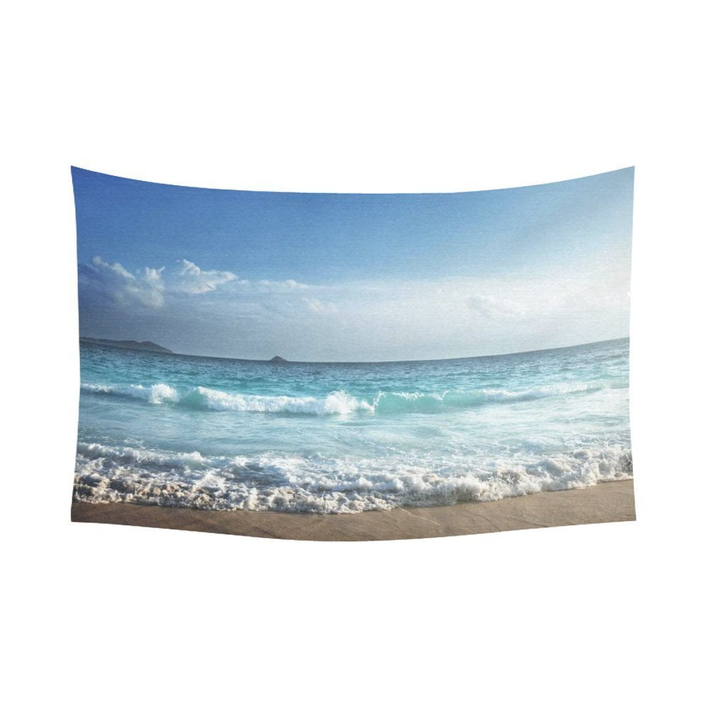 Phfzk Ocean Wall Art Home Decor Beautiful Sunset On Seychelles Beach Tapestry Hanging 40 X 60 Inches