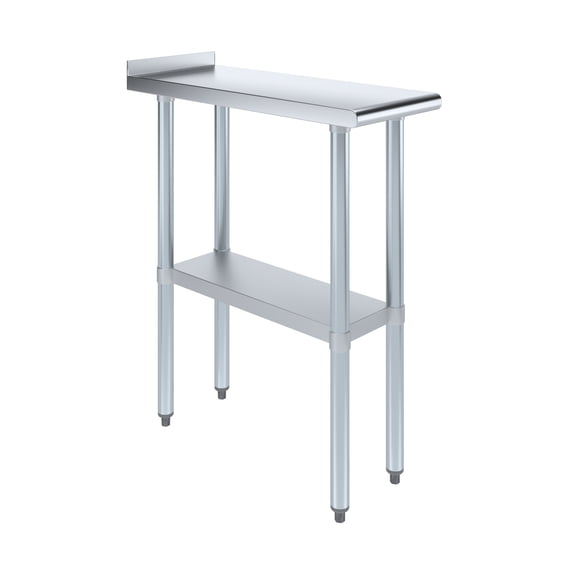 AmGood 30 in. x 12 in. Stainless Steel Work Table, Narrow Filler Table with 1.5 in. Backsplash for Commercial Kitchens