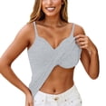 thumbnail image 2 of Hsovts Womens Built in Bra Tank Top Twist Front Adjustable Cami Shirts | Tank Tops with Built in Bras Women Summer Adjustable Spaghetti Strap Cami Shirt Twist Front Sleeveless Cami Tops Gray M, 2 of 6