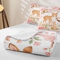 thumbnail image 4 of Manfei Cute Rabbit Twin Quilt Set,Woodland Animal Twin Coverlet Set,Pink,2-Piece, 4 of 7