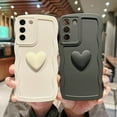 thumbnail image 4 of for Samsung Galaxy S21+ Plus Case 6.7",Cute Solid Color 3D Love Heart Case,Fashion Curly Wave Frame Edge Protective Shockproof Soft Cases Cover for Women (Beige), 4 of 11