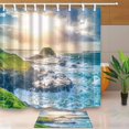 thumbnail image 1 of Cortina de Ducha ABPHQTO Nature Decor Ocean Seaside Musgo 160x180 cm con Alfombras de Baño 40x60 cm, 1 of 1