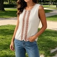 thumbnail image 4 of Sokhug Linen Cotton Round Neck Womens for Women Embroidered Vertical Stripe Sleeveless Tank Top, Loose Fit Casual Outdoor Daily Shirts (No ratings yet), 4 of 7