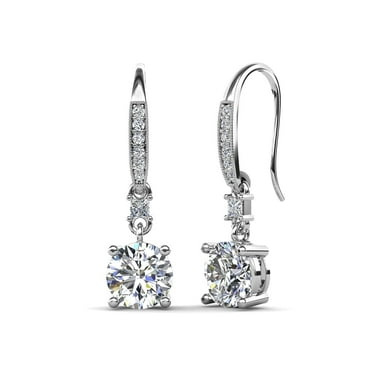 Cate & Chloe Valerie 18k White Gold Plated Drop Earrings with Simulated Diamond Crystals for Women