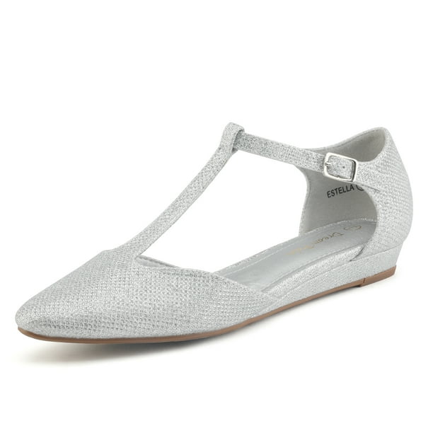 silver sparkle ballet flats