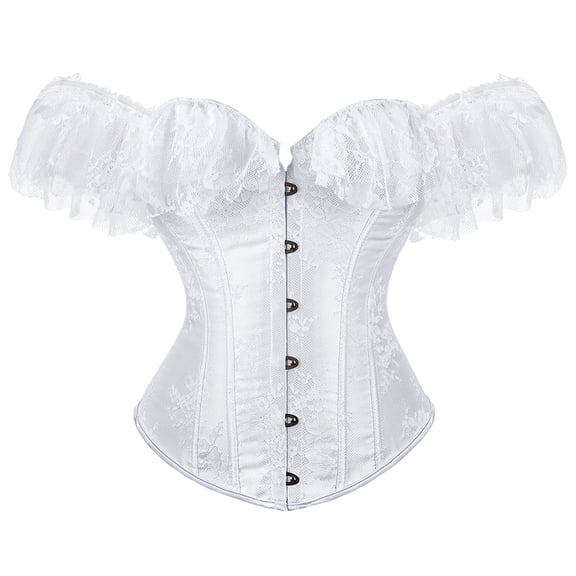 Overbust Corset For Women Sexy Lace Short Sleeves Steampunk Corselet Bustier Elegant Corset Lingerie