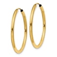 thumbnail image 2 of 14k Yellow Gold Round Endless 2mm Hoop Earrings, 2 of 8