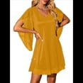 thumbnail image 2 of Vestido Brillante para Mujer, con Mangas Murciélago, para Cóctel y Club. Amarillo L, 2 of 7