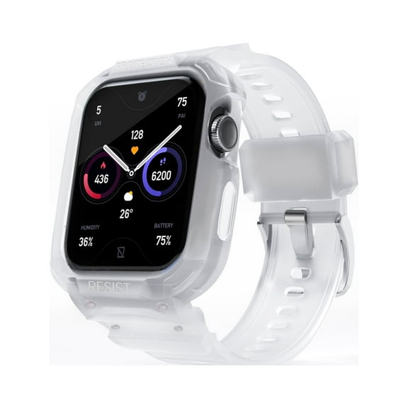 Goaxuzt Apple Watch Band 41mm 40mm 38mm With Case Compatible for Series 8 7 6 5 4 3 2 SE SE2 Shockproof Wristwatch Band, Matte Clear