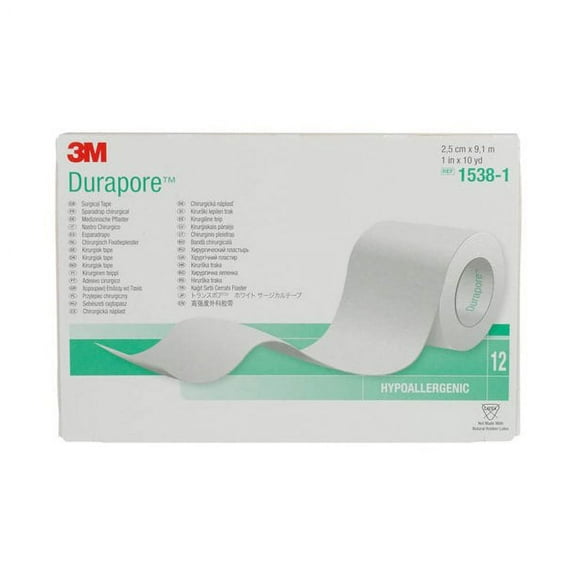 3M Durapore High Adhesion Silk-Like Cloth First Aid Tape 12 Count