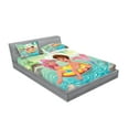 thumbnail image 2 of Ambesonne Cartoon Fitted Sheet & Pillow Sham Set, Tropical Love, Queen, Multicolor, 2 of 2