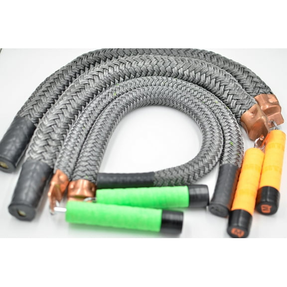 Mute Sports Equipment Split Ropes® Seated Adaptive Jump Rope Combo BUFFALO 1 pound per side and ELEPHANT 2 pounds per side heavy weighted ropes for wheelchair users and fitness.